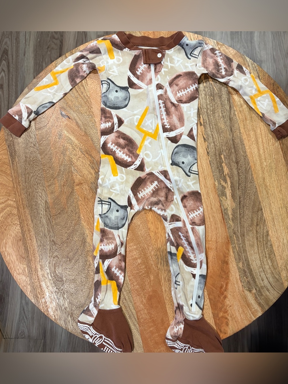 Burt's Bees Baby Football-Print Footed Pajamas